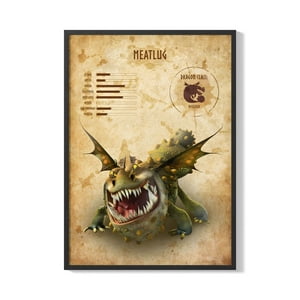 Creango - Cuadro Poster Enmarcado Como Entregar A Tu Dragon Diseño 2 Decorativo