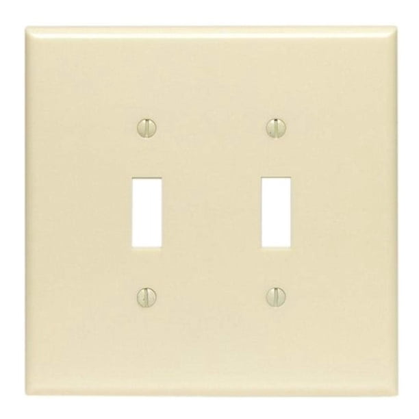 Placa de pared Leviton 86109 de 2 elementos termoendurecida de gran tamaño, color marfil
