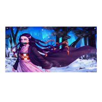 Desmarcar - Nezuko: Chica Demon Slayer Fondo Temático Pancarta Suministros De Decoración Para Fiesta De Cumpleaños, Decoración De Fondo De Fiesta Personalizado,150X90Cm