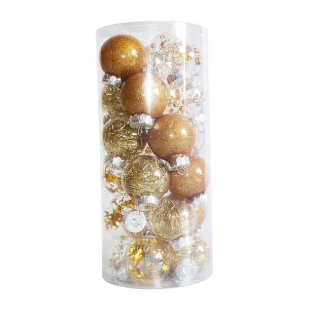 24 piezas de adornos de bolas de Navidad, decoración de de Navidad, adornos navideños transparentes para mascotas, decoración colgante de Oro