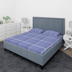 Juego De Sábanas Nautica 4 Piezas Microfibra King Diseño A Cuadros Azul