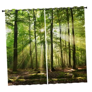 Magideal - 2 Cortinas De Árboles Forestales, Cortinas De Oscurecimiento Con Aislamiento Térmico, Cortinas De Ventana Florecientes De La Naturaleza De La B 150X166Cm S