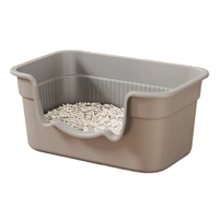 Genérico - Arenero Grande Semiabieta Bandeja Sanitaria De Gato Con Pala Gris