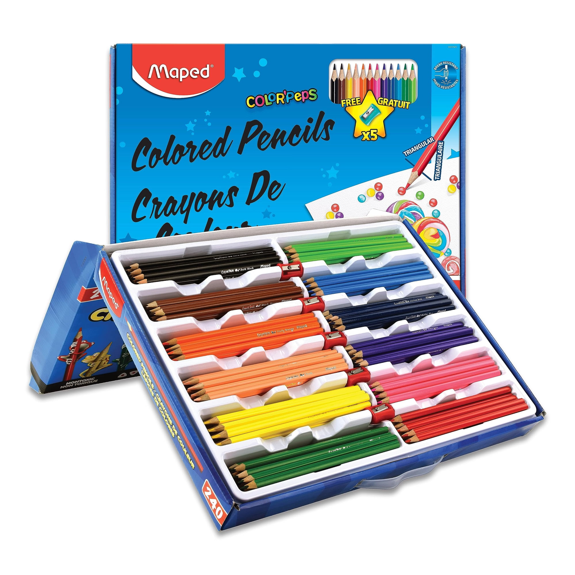 Lápices De Colores Maped Color'peps Triangular 240 Con 5 Sacapuntas