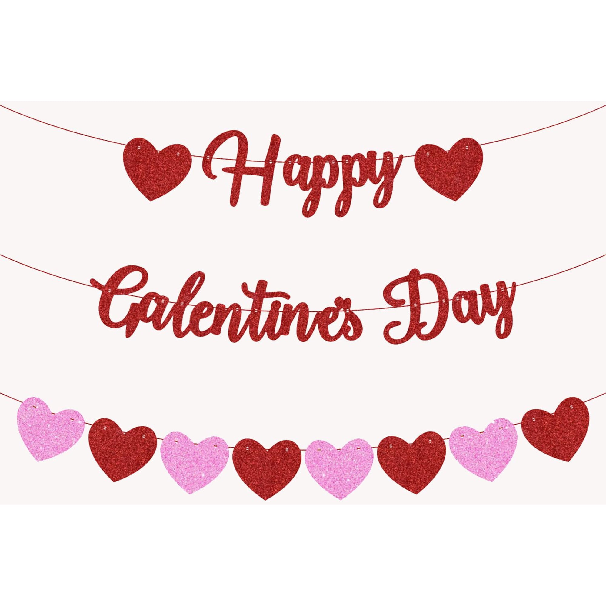 Decoración De Pancartas Upinlook Feliz Día De San Valentín, Rojo Y Rosa