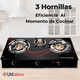 thumbnail image 5 of Cocina Encimera a Gas Licuado Vidrio 3 Platos Cocinilla Negro, 5 of 6