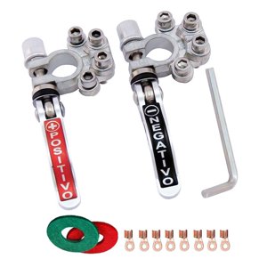 Magideal - Conector De Terminal De Batería, Para Postes Sae Jis Tipo A, Terminal De Batería De Automóvil De Latón, Para Automóviles, Llave Hexagonal Rv, Arandela Plata