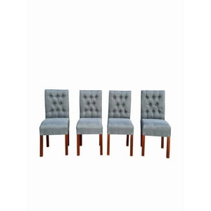 Vitelio - Pack 4 Sillas Negras Capitones Gris Lino