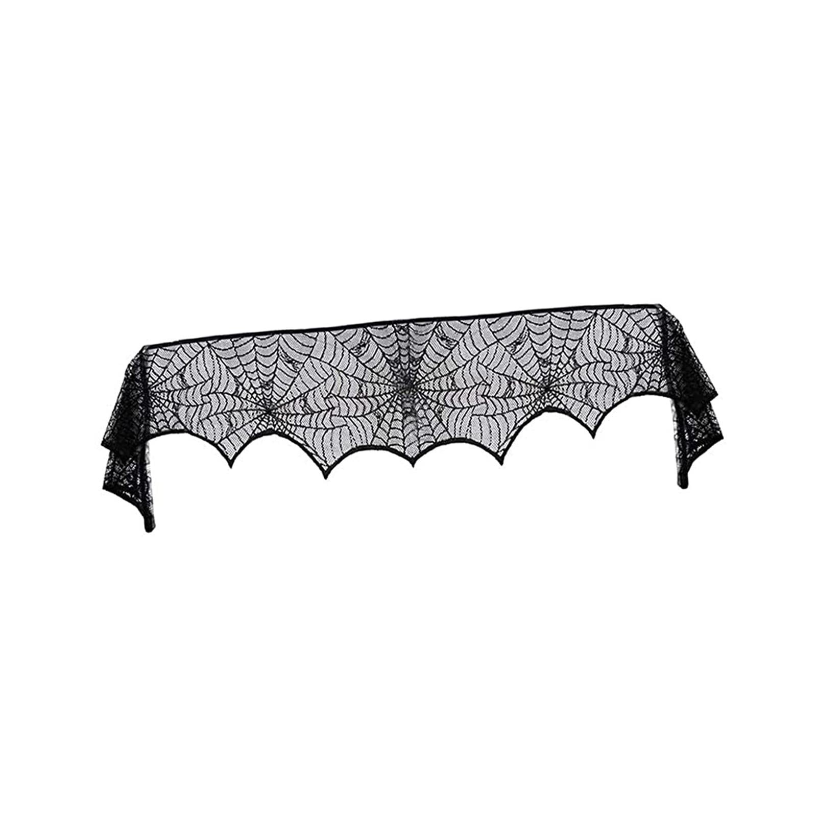 Magideal - Decoración De Repisa De Halloween, Bufanda De Telaraña Para Repisa, Tela De Araña De Encaje Gótico, Tela Para Chimenea Para Cafetería, Festival, Sala Telaraña Negra