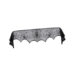 Magideal - Decoración De Repisa De Halloween, Bufanda De Telaraña Para Repisa, Tela De Araña De Encaje Gótico, Tela Para Chimenea Para Cafetería, Festival, Sala Telaraña Negra