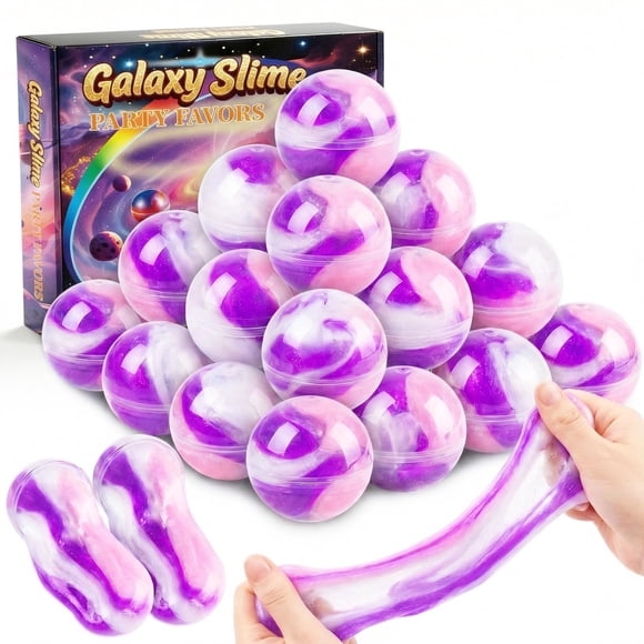 Slime Balls de 24 piezas Galaxy morado, blanco y rosa para niños