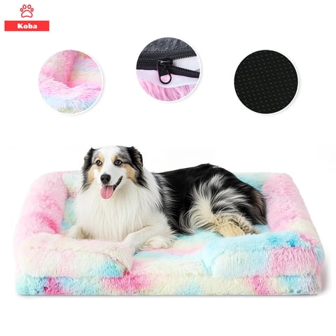 Koba - Cama Antiestres Perro Colchon Ortopedica 90X63Cm Rosa Tiedye Rosa Cama Antiestres Con Soporte Ortopedico