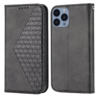 Funda Flip Foxdock Para Iphone 14 Plus , Estilo Billetera Con Diseño Rombo, Correa De Mano Y Soporte, Uso Diario