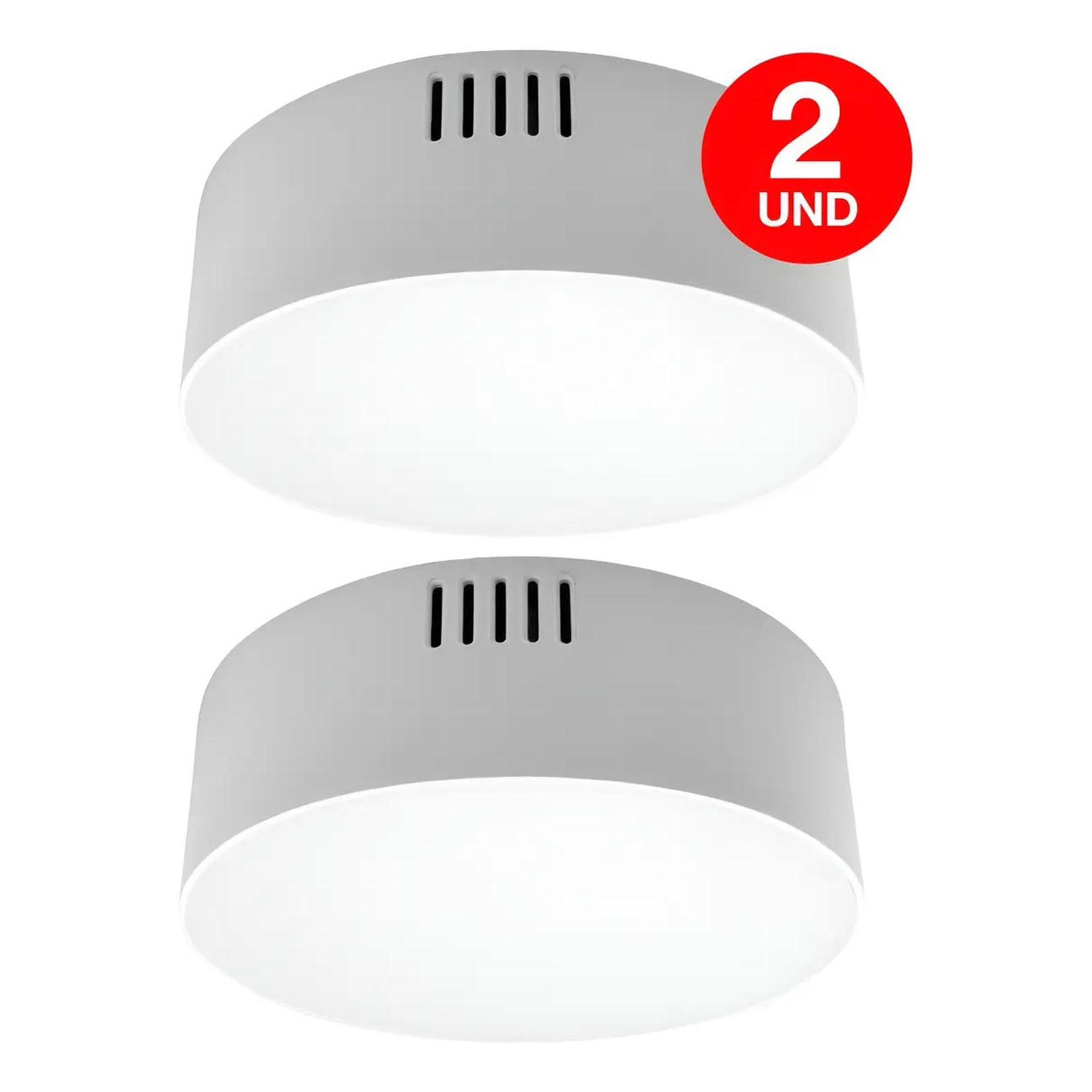 Drl - Pack 2 Plafon Panel Led Redondo Sob Itd Decorativo 12w 6000k Blanco