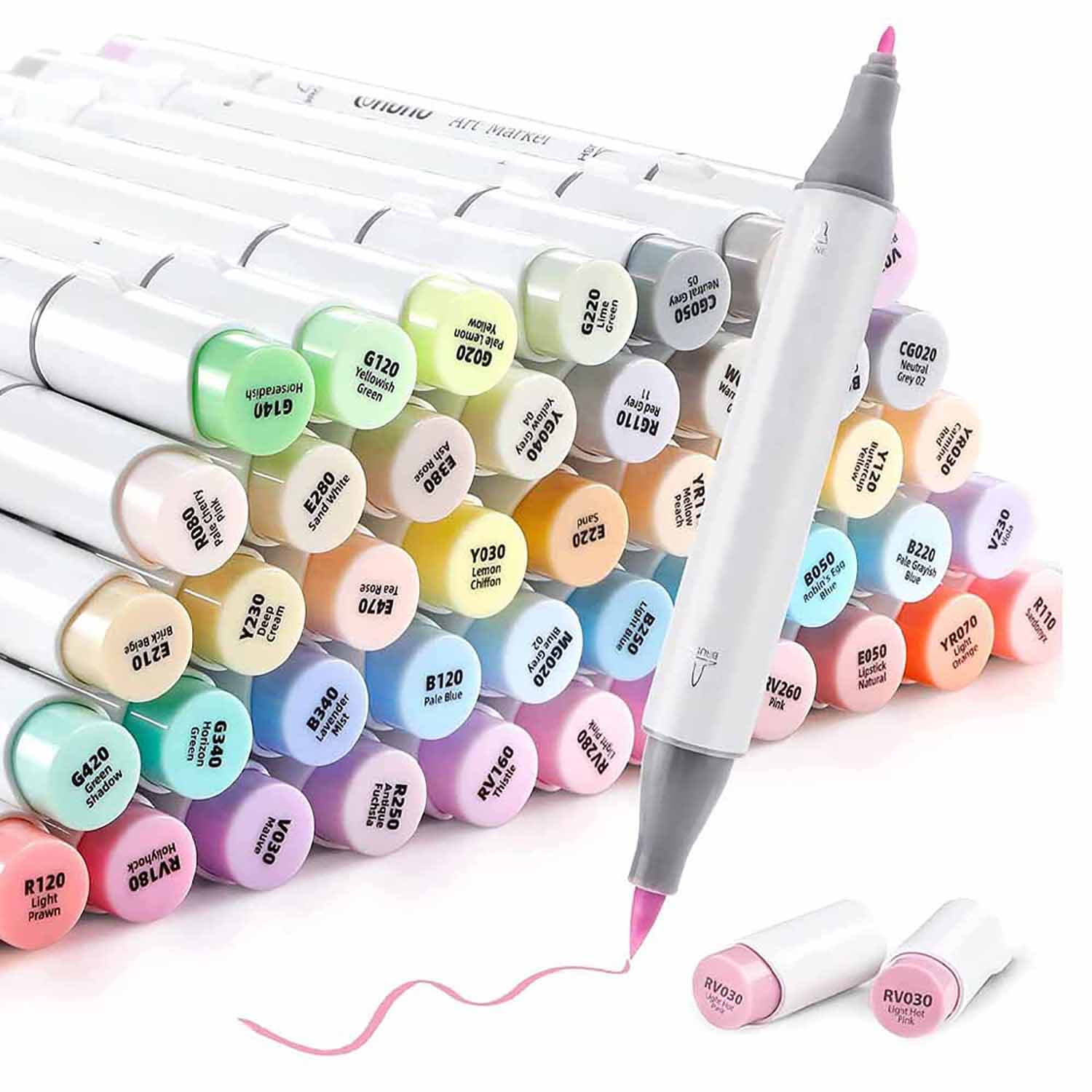 Ohuhu 48 Marcadores Alcohol Pastel Sweetness Pincel & Fina