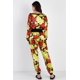 thumbnail image 4 of Conjunto de Top y Pantalón con Cuello en V y Estampado Floral en Rojo y Lima con Efecto Satén Negro y Rojo Lima M, 4 of 5