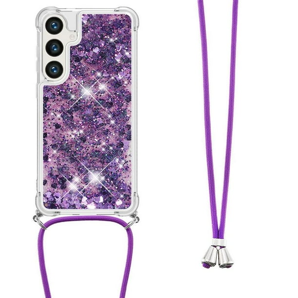 Funda FOXDOCK para Samsung Galaxy S24 con Cuerda Ajustable, Brillo Líquido, Protección Antigolpes y Lente – Ideal para Regalo