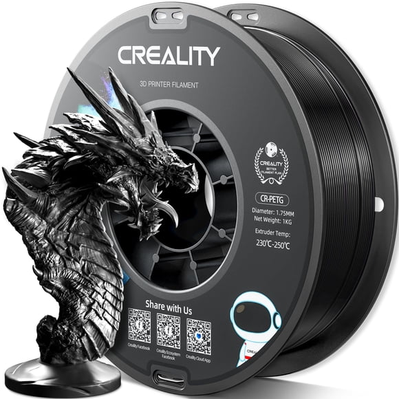Filamento para impresora 3D Creality PETG 1.75 mm 1 kg negro