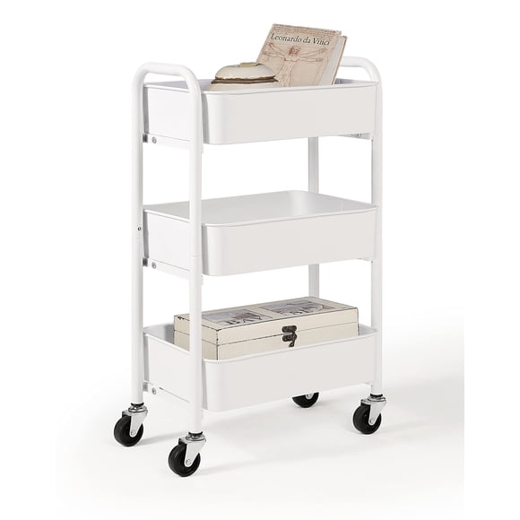 Organizador de almacenamiento SunnyPoint de 3 niveles Rolling Metal White