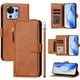 thumbnail image 4 of Funda tipo cartera para ZTE Blade V50 Vita con bolsillo con cremallera, tarjetero, soporte, correa para la muñeca y tapa de cuero marrón, 4 of 5
