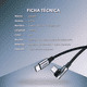 thumbnail image 3 of Cable USB c a USB c carga rápida de 60w 90° 1 metro Negro, 3 of 3