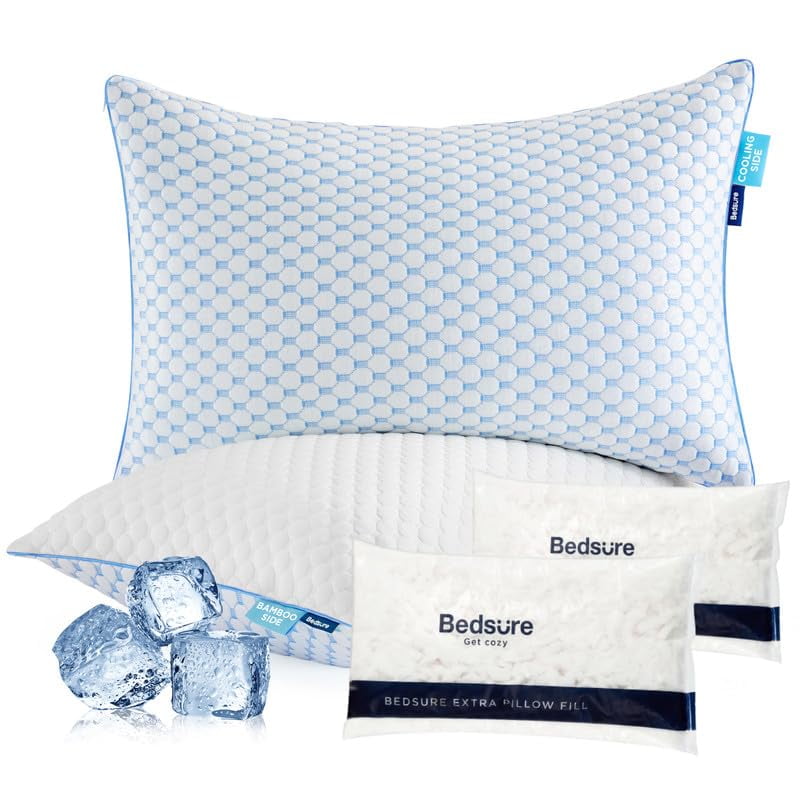 Pillows Bedsure Cooling, Espuma Viscoelástica Triturada, Tamaño Queen, Juego De 2