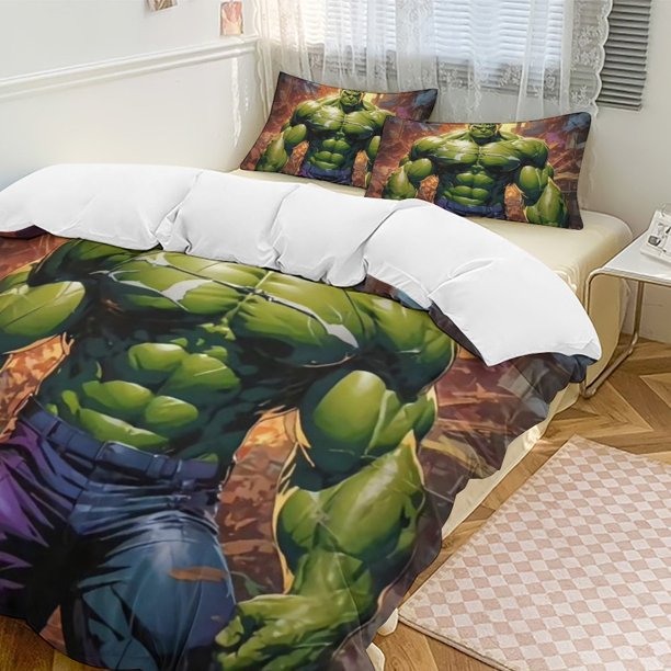 The Hulk Family Bed 3 Piece Set Personalized Bedding Decor for Kids And Teens Anime Student Dormitory Cover