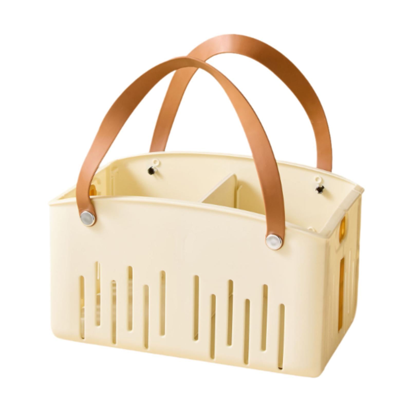 Bothyi - Cesta De Almacenamiento Portátil, Cesta De Ducha Con Asa Para Baño, Dormitorio, Gimnasio, Color Crema