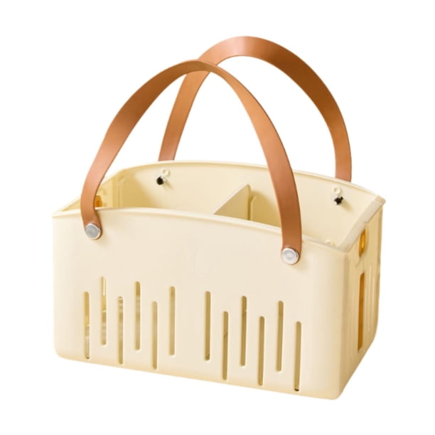 Cesta De Almacenamiento Portátil, Cesta De Ducha Con Asa Para Baño, Dormitorio, Gimnasio, Color Crema