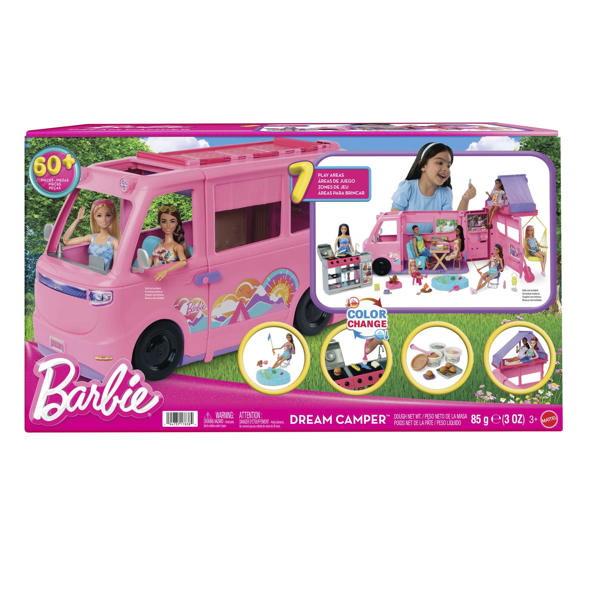 Vehículo para Muñecas Barbie Cámper de los Sueños Auto Transformable 3+ Años