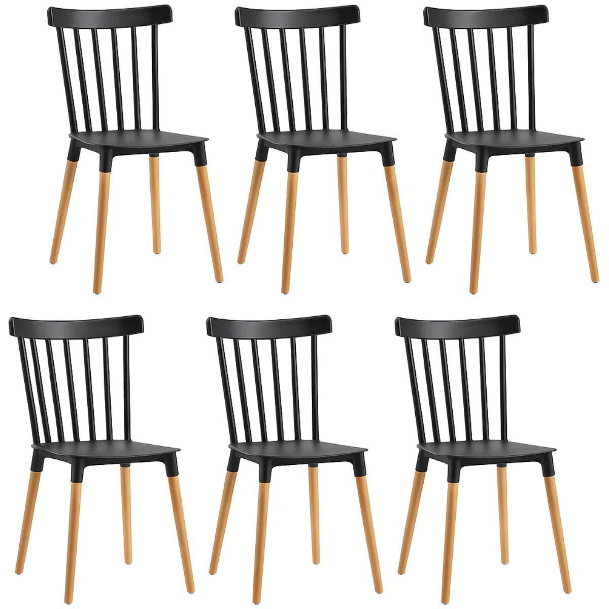Vitelio - Pack 6 Sillas De Comedor Windsor Negro