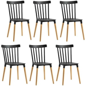 Vitelio - Pack 6 Sillas De Comedor Windsor Negro