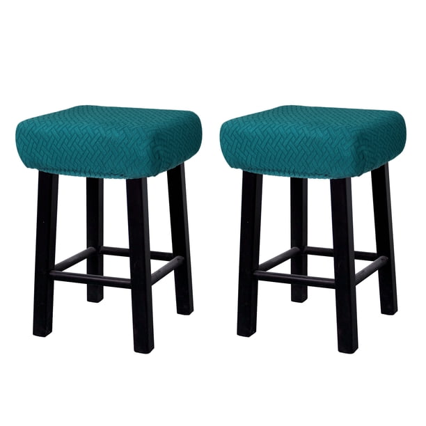 2 piezas de fundas para taburetes rectangulares, fundas para taburetes de bar, funda para asiento de silla de banco de madera, cian oscuro
