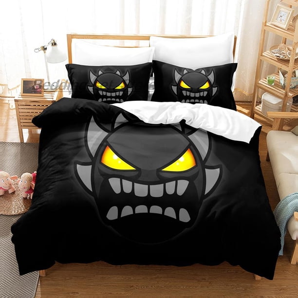 Angry Geometry Dash Bedding Set Single Twin Full Queen King Size Bed Set Aldult Kid Bedroom Duvetcover Sets Game Bed Sheets