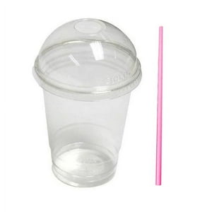 De Gaune - Vasos Plásticos Con Tapa Domo Y Bombilla Rosa/ 16Oz (50 Unidades)