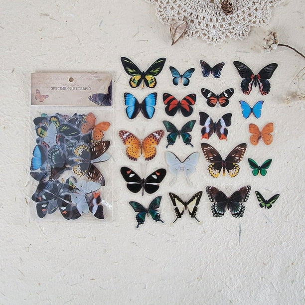 40pcs Vibrant Butterfly and Dragonfly Pattern Stickers for DIY Scrapbooking and Hand Account Decoration