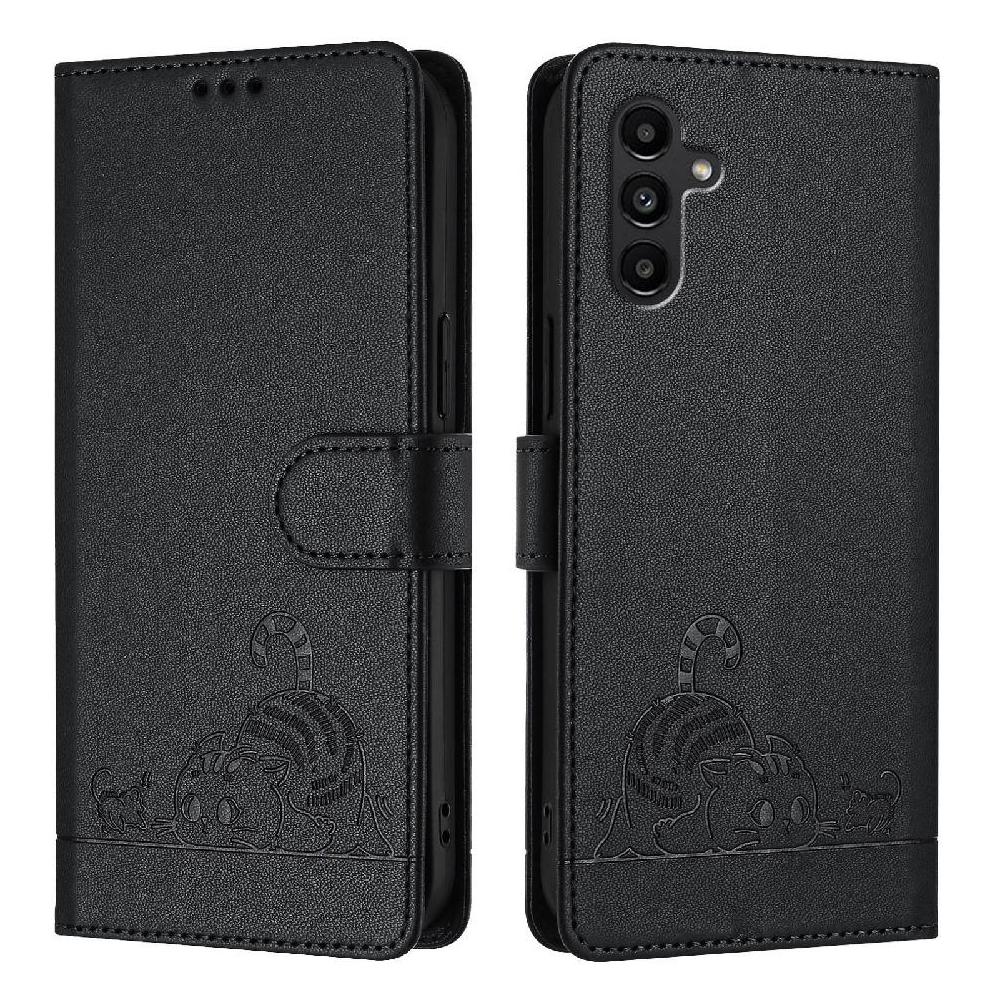 Funda Tipo Cartera Foxdock Para Samsung Galaxy A04S Con Soporte, Ranuras, Rfid, Diseño De Gato