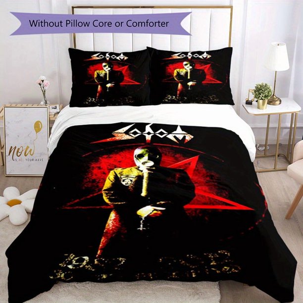 3pcs Bedding Set Duvet Cover Closure Includes 1 Duvet Cover & 2 Pillowcases for All Seasons Bedroom Decor, Home Dorm High-Definition Print Sodom Band A270
