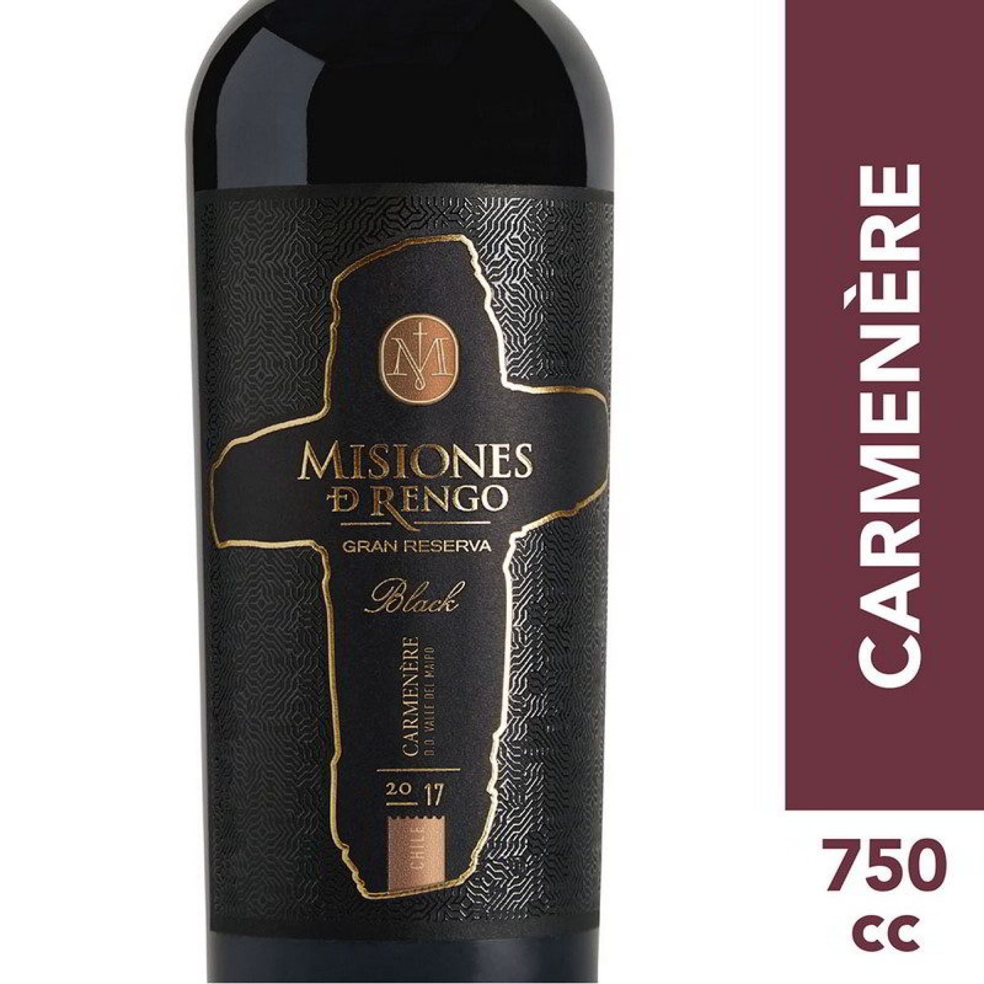 Vino Tinto Carmenere Gran Reserva Black 14° Botella 750 ml Misiones de Rengo