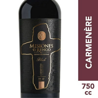 Vino Tinto Carmenere Gran Reserva Black 14° Botella 750 Ml Misiones De Rengo