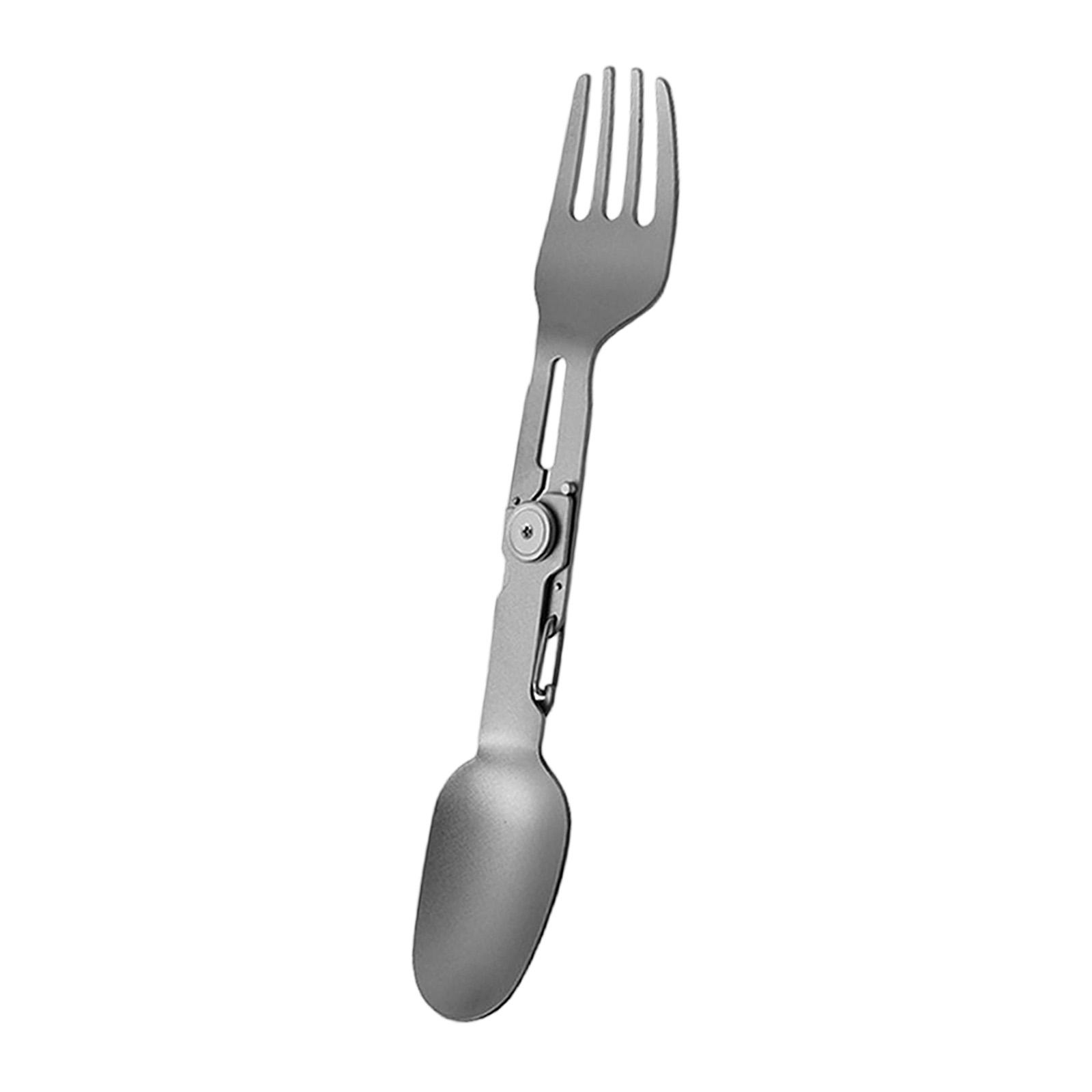 Ioensy - Cubiertos Spork Giratorios De Titanio Para Acampar, Senderismo, Barbacoa Y Viajes.