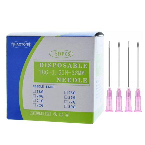 Agujas de jeringa SHAOTONG 18G 38 mm (paquete de 50)