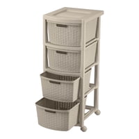 Cajonera Plastica Tejida 4 Cajones Taupe 39X33X83 Cm Rimax Beige Tamano Unico