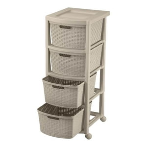 Cajonera Plastica Tejida 4 Cajones Taupe 39X33X83 Cm Rimax Beige Tamano Unico