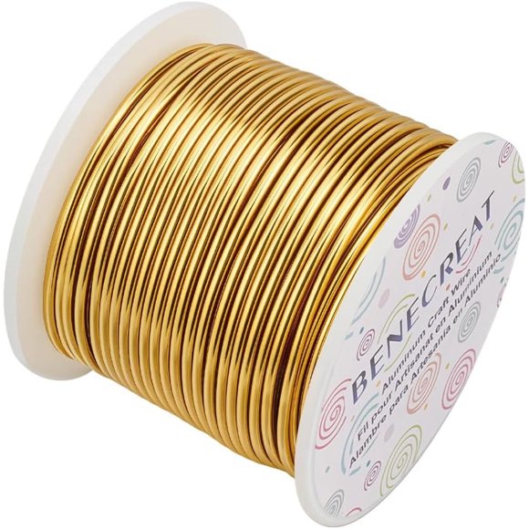 BENECREAT Alambre de aluminio calibre 12, 100 pies, color dorado claro