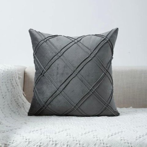 Todo Hogar Santiago De Chile - Cojín Terciopelo Con Doble Pliegue 45X45 - Gris