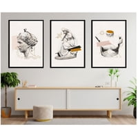Genérico - Cuadros Decorativos Escultura Mujer Griega Pack X 3 Uds 35X50 Cm C/U