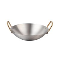 Magideal - Olla De Acero Inoxidable Para Cocinar Wok, Utensilios De Cocina Para Estufa, Sartén De Fondo Redondo, Olla Seca Para Freír Alimentos, Cocinar Al 22 Cm