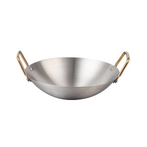 Magideal - Olla De Acero Inoxidable Para Cocinar Wok, Utensilios De Cocina Para Estufa, Sartén De Fondo Redondo, Olla Seca Para Freír Alimentos, Cocinar Al 22 Cm