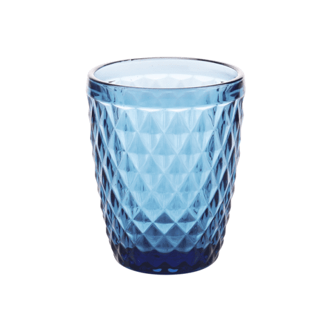 Set 4 Vasos Bajo 24Cl Azul Diamante Vidrio Lugano